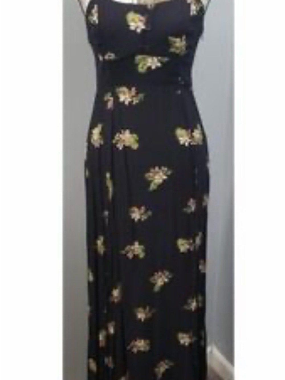 Volcom Black Maxi Dress with Yellow Floral Print